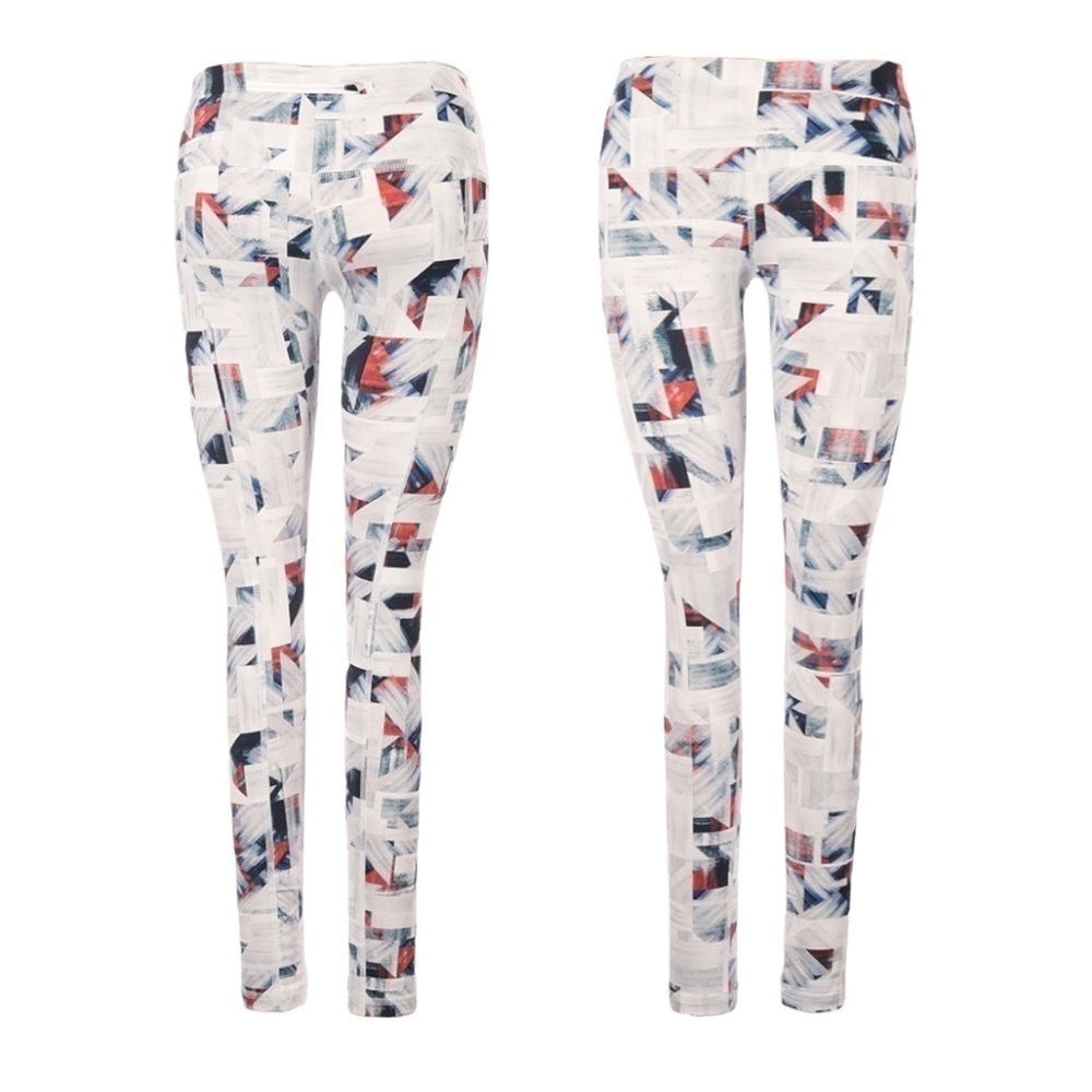 Varley Performance White Athleisure Geometric Print Leggings Size XS